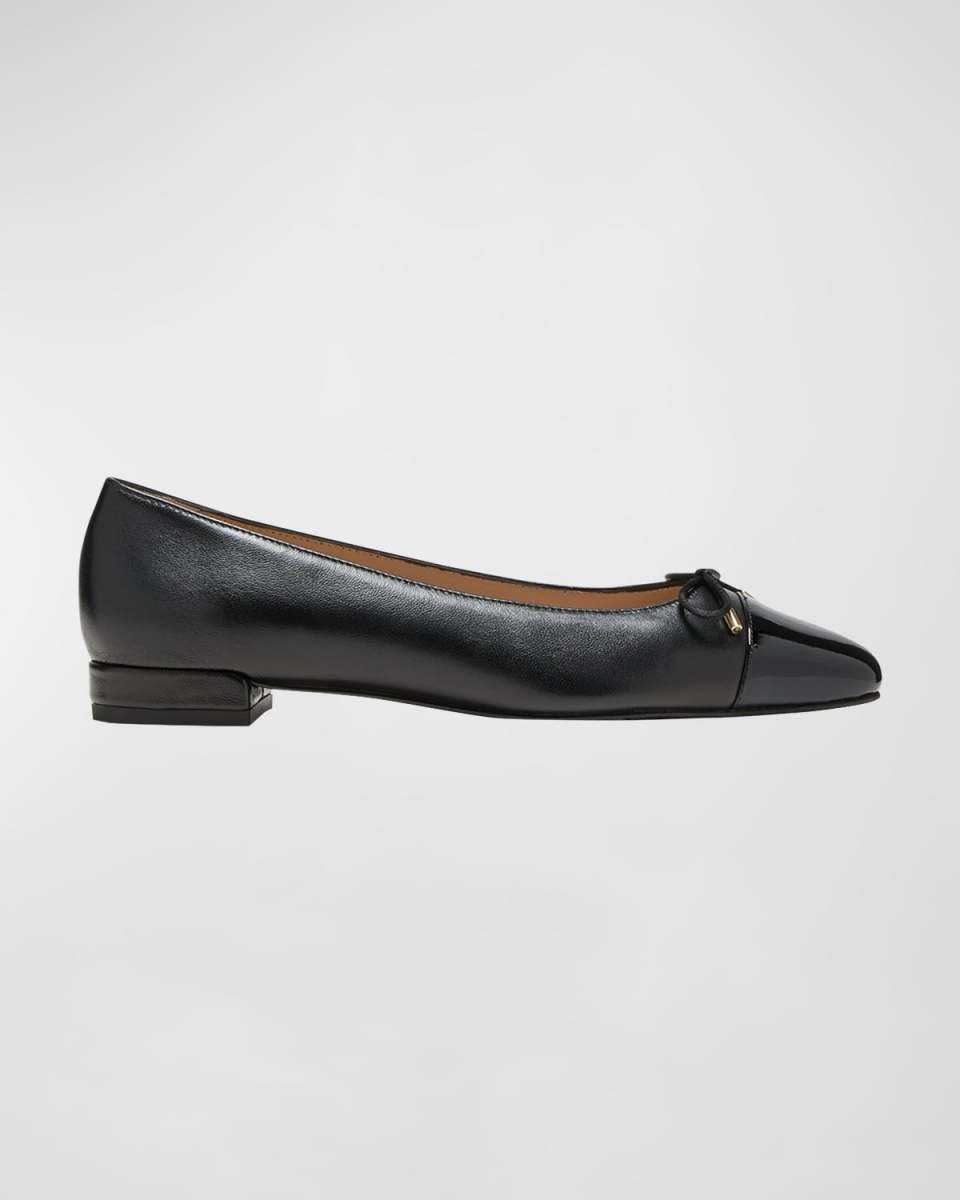 Sleek Mixed Leather Ballerina Flats